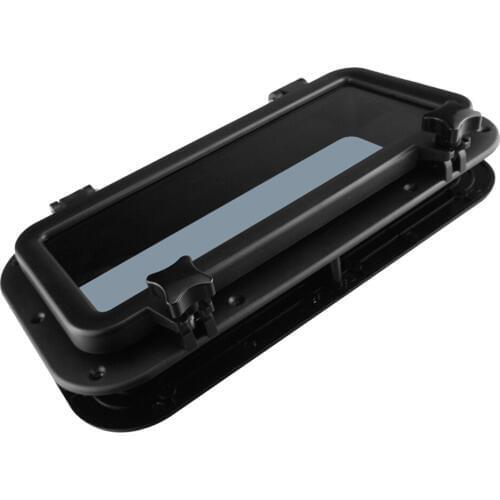 Boat Rectangular Porthole Portlight Window Port Holewith White ABS Tempered Glass - Black
