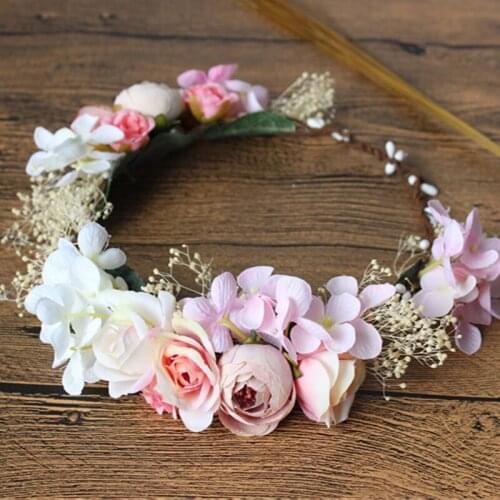 New arrival romantic flower head garland Wreath hairwear bridal girl kid wedding party flower hairbands