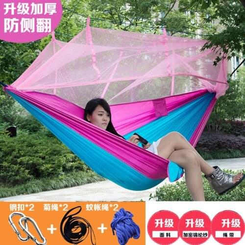 The new upgraded thick mosquito net hammock anti-rollover parachute cloth hammock outdoor double camping swing chair