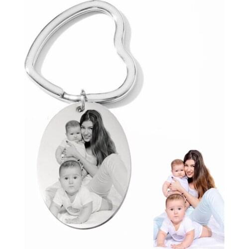 Popular Jewelry, Stainless Steel Customized Blank Photo Carving Pendant, Personalized Love Keychain, DIY Classic Gift For Women