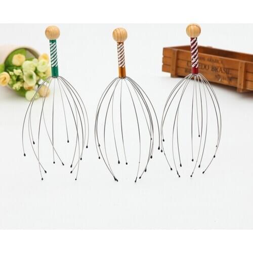 Portable Scalp Massager Tool Head Hair Scratcher Massage Stainless Steel 12 Fingers Handheld Head Massager for Relaxing
