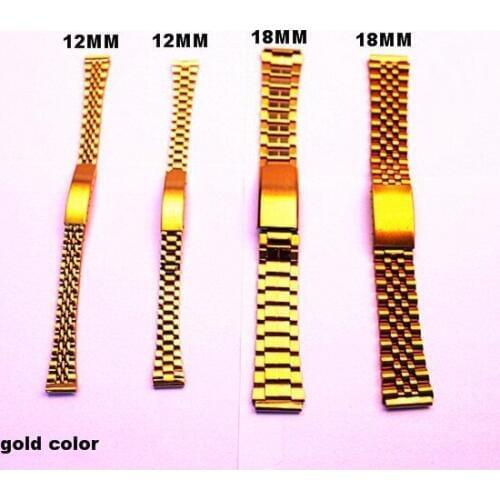 Wholesale 80PCS/lots High quality 12mm and 18MM gold color stainless steel watch band watch strap 4 style - free shipping