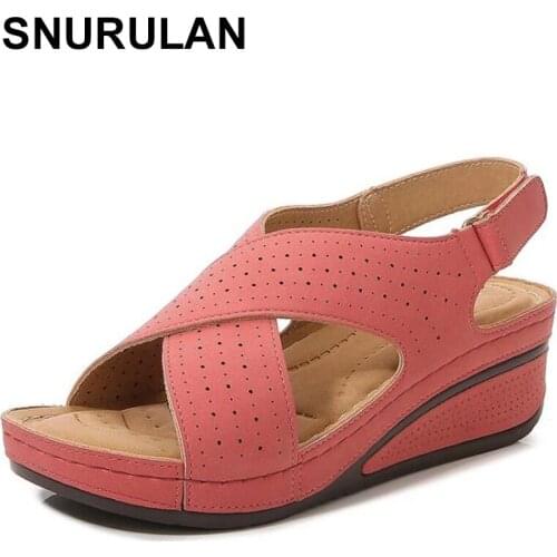 SNURULANWomen Sandals Wedges Heels Sandals Gladiator Summer Shoes Women Plus Size 35-43 Shoes Female Summer Sandalias Mujer