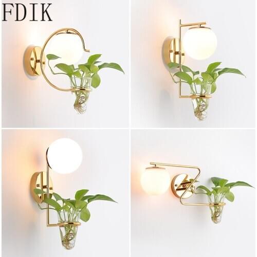 New Modern Plant Wall Lamp Nordic Wall Sconce Wrought Iron Lights for Bedroom Balcony Aisle Flower Shop Home Decoration Lighting