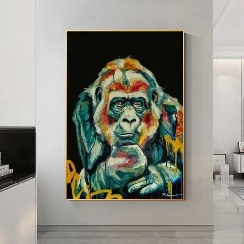 Modern Animal Monkey Graffiti Art Canvas Painting Cuadros Wall Art Posters Prints Decorative Wall Picture for Living Room Decor