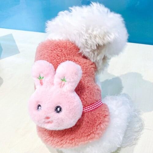 Warm Velvet Dog Shirt Vest Winter Dog Clothes for Small Dogs Chihuahua Pet Clothing T Shirt Pet Clothes with Rabbit Backpack