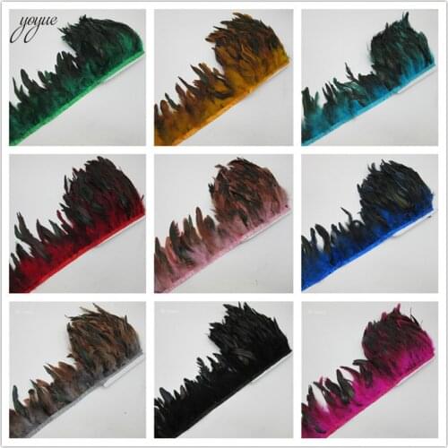 YOYUE 13-18CM Natural Chicken Rooster Tail Feather Trims Wedding Dress Skirt Party Clothing Decoration DIY Craft Feathers