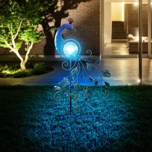 40# Iron Art Peacock Lamp Solar Solar Hollow Peacock Lawn Lamps Garden Decoration Outdoor Luminous Statues Décoration De Jardin