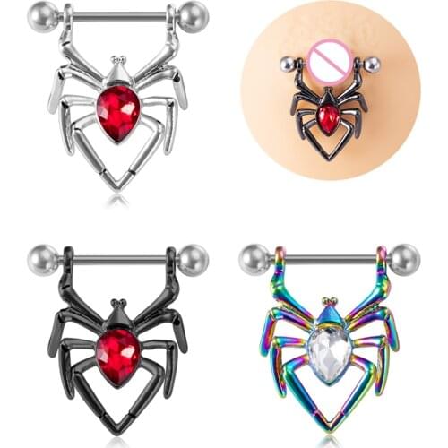 1pair Spider Nipple Ring Piercing Barbell Shield Bar Ring Surgical Steel Sexy Adult Game for Women Breast Cover Body Jewelry 14G
