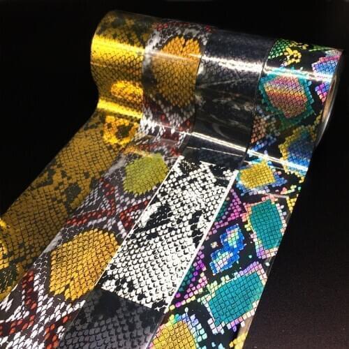 1 Roll 100m Laser Snake Skin Nail Foils for Nails Transfer Paper Holographic Snake Manicure Set DIY Clear Black Nail Decorations