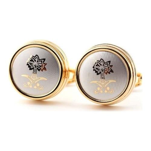 10pairs/lot Saudi Arabia Cufflinks 4 Color Options Plant Palm Tree Cuff Links Saudi Arabia Emblem Cufflink Wholesale