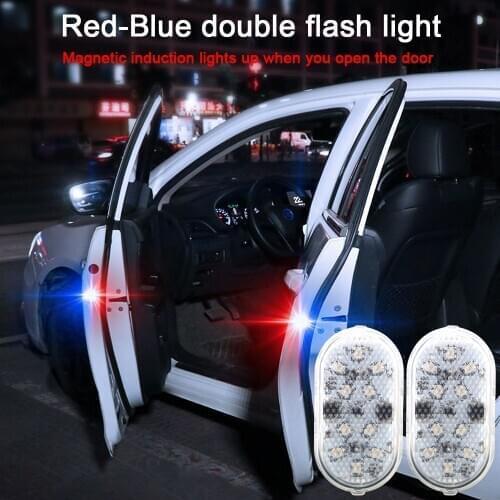 2 Pcs 10 LEDs Wireless Magnetic Signal Lamp Safety Anti-collision Lights Parking Lamp Car Opening Door Warning Light Universal
