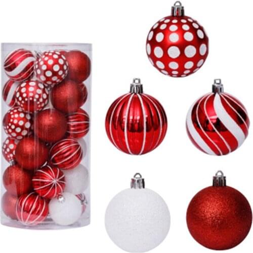 30pcs 6cm Shatterproof Christmas Painted Ball Decor Kit Creative Baubles Christmas Tree Hanging Pendant Ornament For Holiday