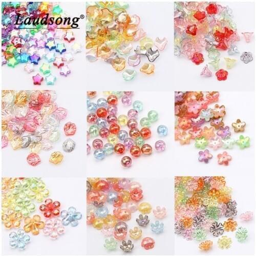 50PCS Acrylic Acetate Beads Flower Petals Leaf Spacer Charm Pendant For Jewelry Making DIY Earrings Hairpin Bracelet Accessories