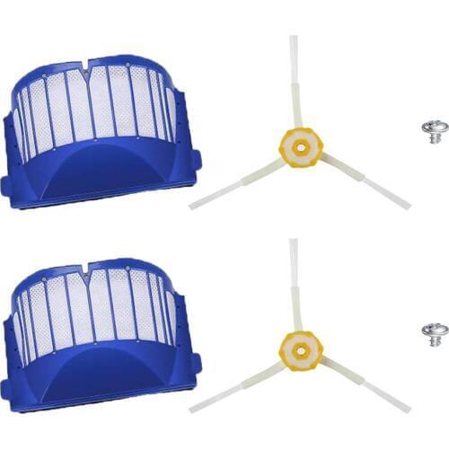 6pcs Kit Screw/6-Armed Side Brush/Filter For iRobot Roomba 600 610 620 625 630 650 660 Robot Vacuum Cleaner Replacement Parts