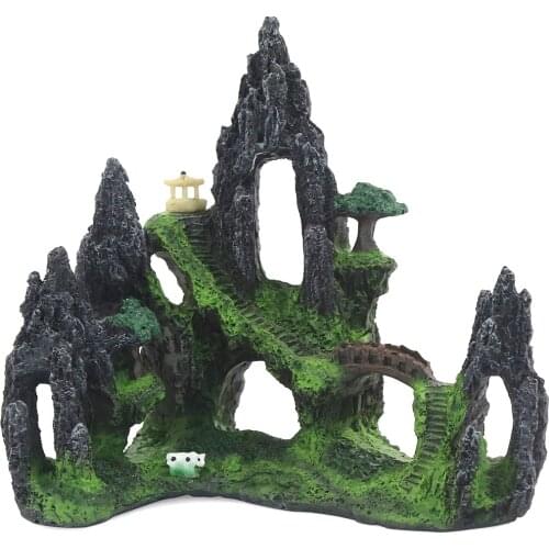 Aquarium Landscaping Resin Rockery Turtle Reptile Habitat Decoration Ornament Reptiles Terrarium Fish Hiding Cave Hot