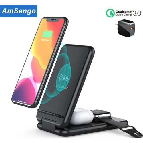 Amsengo 15W Wireless Phone Chargers Holder For iPhone Xiaomi Huawei Samsung Fast Charge Pad For Apple Watch 5 4 3 2 Airpods Pro