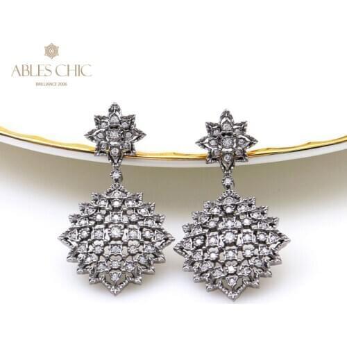 Black Lace Traditional Fretwork Dangling Earrings Sterling Silver Classic Geometry Stud Earring Renaissance Jewelry C11E4S25161