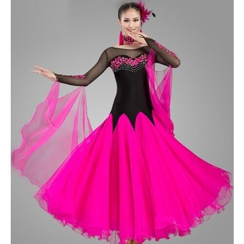 New ballroom dance competition dresses stitching waltz dress for ballroom dancing swing dress long rumba dance costume