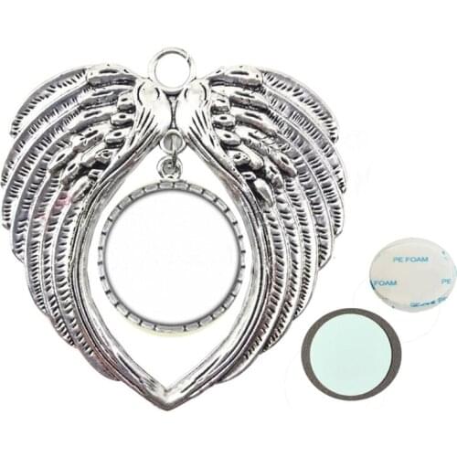 Angel Wing DIY Photo Blank Hot Transfer Printing Pendant MDF Jewelry Making