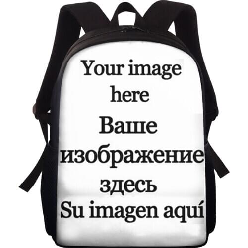 15” large Backpack Custom Your Image 3D Pattern Student Book Bag Kids Backpacks Canvas Children School Bags for Teen Boys Girls