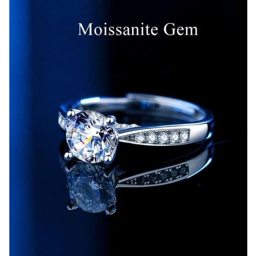 Women 925 Sterling Silver Ring Engagement Rings for Women Adjustable Moissanite Zircon Couple Bride Wedding Jewelry Accessories