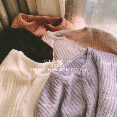 Korean Round V-Neck Knitting Cardigan Womens Autumn and Winter Fashion Slim High-quality Sweater Streetwear 12 Colors