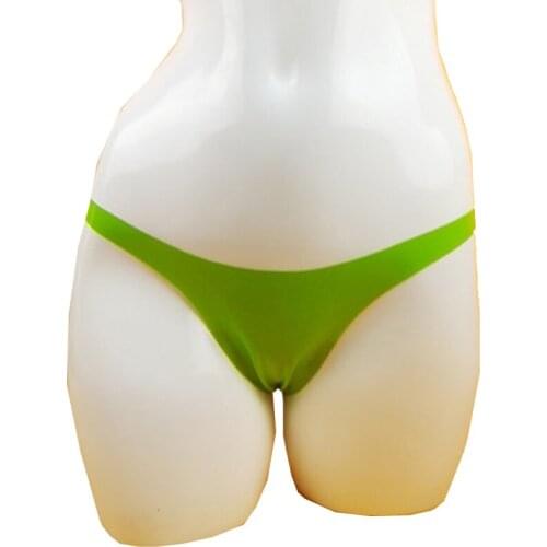 Latex Thong Briefs Women Apple Green Tight Shorts 0.4mm Natural Gummi Handmade Panties BNLPW042