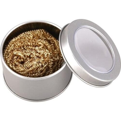 Soldering Iron Tip Cleaning Wire Scrubber Cleaner Ball w Metal Case