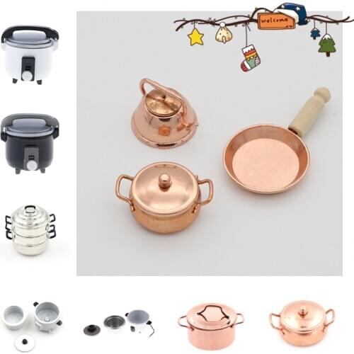 Cute Kitchen Pot Rice Cooker 1/12 Dollhouse Miniature Kitchen Decoration for Children Kid Kitchen Toys Dollhouse Kitchenware