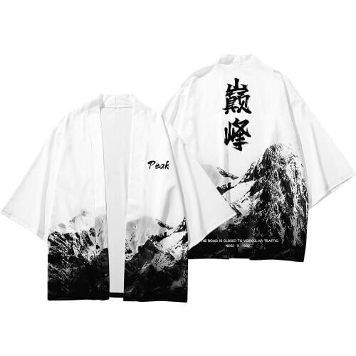 Loose Fashion White Samurai Harajuku Chinese Style Men Tops Shirts Asian Clothes Autumn Beach Cardigan Plus Size 6XL