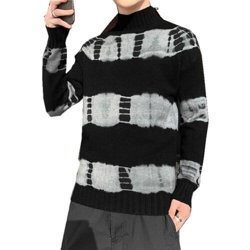 New Fashion Mens Stripe Sweater Casual Sweaters Long Sleeve Patchwork Sweater Streetwear Autumn Pullover Male Sweater