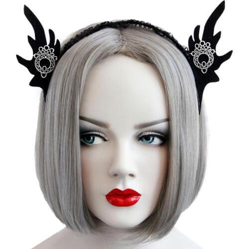 Headbands Women Girl Halloween Gothic Felt Elf Ears Branch Shape Lace Costume Ball Cosplay Party Hairband Hair Hoop Accessories