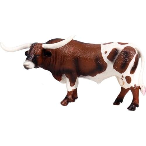 Plastic Long Horn Bull Cattle Animals Action Figures Static Cute Model Collection Cow Model Toys for Kids