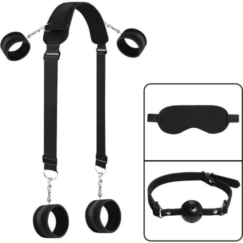 Adjustable Adult Sex Toys For Woman Couples Restraints Collar Handcuffs & Ankle Cuffs Slave Erotic Bdsm Bondage Set Fetish Games
