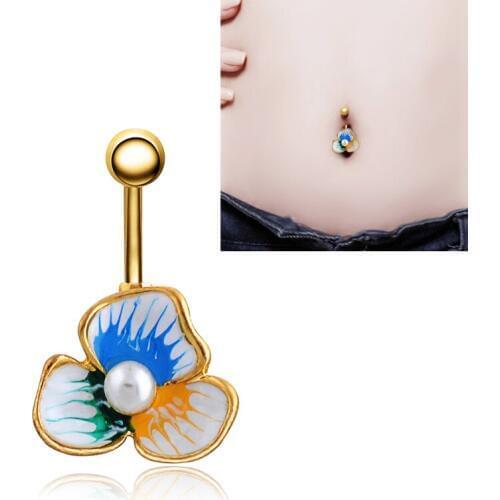 Luxury Enamel Esmaltes Flower Belly Button Ring Body Jewelry Navel Ring Pircing Ombligo Percing Valentines Day gift Sexy