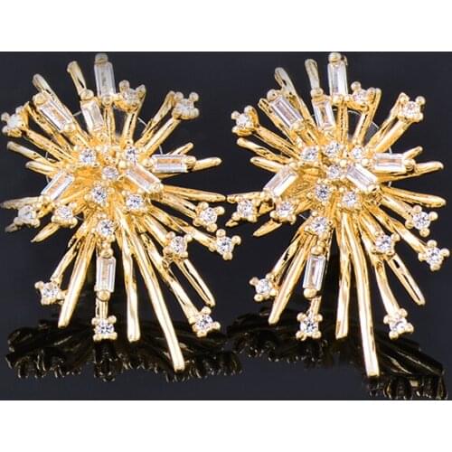 LEEKER Luxury Zircon Flower Stud Earrings Rose Gold Color Women Wedding Party Accessories Jewelry 597 LK7