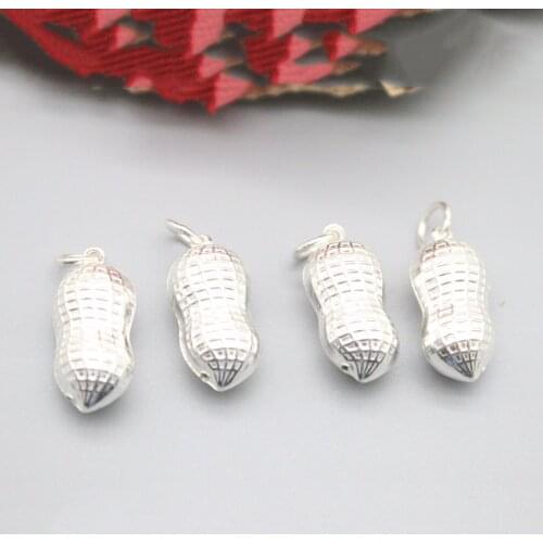 S999 Pure Silver Peanut Retro 3D Hard Real Silver Blessing Lucky Beads Red Rope Womens Bracelet Accessories Bead