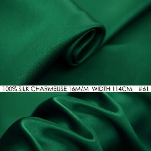 CISULI 100% SILK CHARMEUSE SATIN Fabric 114cm width 16mommes Silk Fabric Women Party Dress Silk Deep Green NO 61