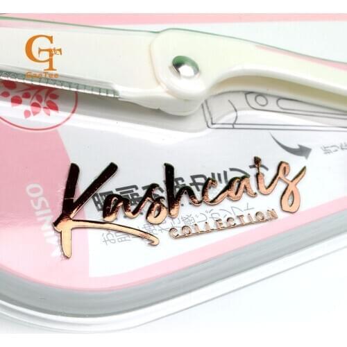 Custom die cut logo eyelash box thin metal stickers labels,plastic bottle brand name printed self adhesive metal labels stickers