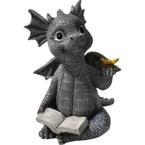 Dragon Statue Resin Animal Garden Statue Dragon Figurine for Lawn Decor Resin Ornament Drogon Shape Sculpture Outdoor Yard Decor