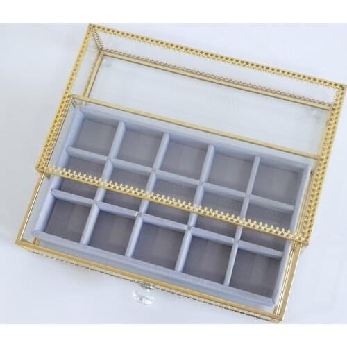 Glass Jewelry Organizer Box Storage Showcase Organizer for Earrings