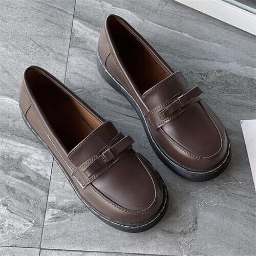 New Japanese Jk Uniform Basic Daily Dress Shoes Bow Black Mori Girl Womens Loafers Slip-ons Bow Low Heel Anime Cosplay Flats