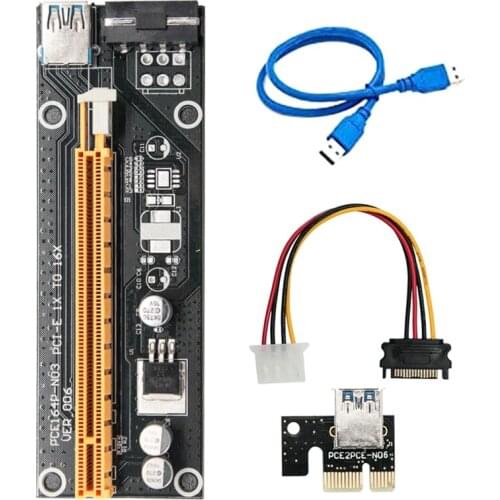 VER006 USB 3.0 Pci-E Riser Card PCI-E 1X to 16X 4Pin Image Extension Cable BTC/ETH Game Adapter Card Bitcoin Mining