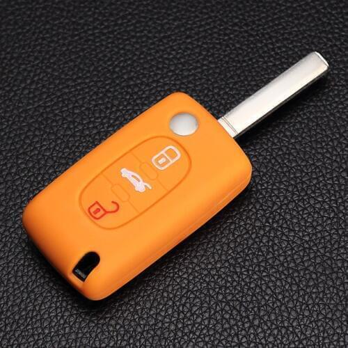 High quality silicone key cover for Peugeot 3 button 206 207 306 307 308 407 408 /Citroen C2 C3 C4 C5 key case latest key shell