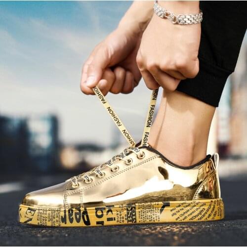 Women Shoes New White Chunky Sneakers Patent Leather Shiny Shoes Women Casual Couple Shoes Flat Zapatos de mujer Big Size 36-46