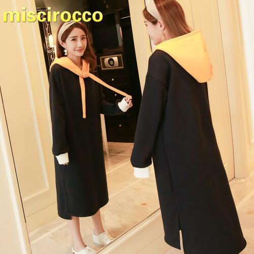 Maternity winter Hoodies wear plus velvet thick clothings coat fashion fallow loose-fitting dress