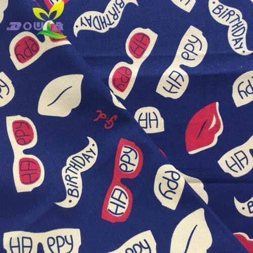 1 yards / Korean beard glasses DIY hand printed canvas fabric cloth cloth curtain cloth sofa cushion pillow