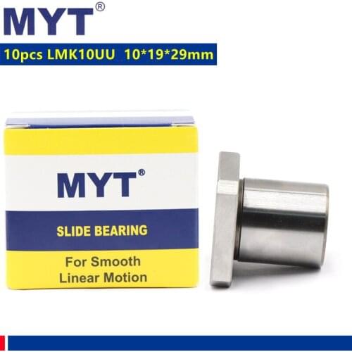 10pcs MYT high precision LMK10UU 10x19x29mm Square Flange Linear Ball Bearing For 10mm CNC Router 3D printer parts LMK10-UU