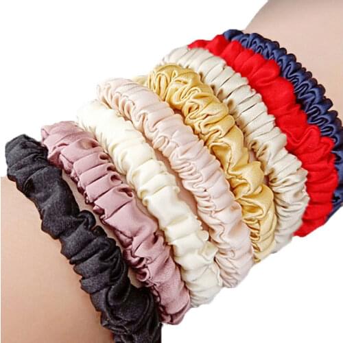 100% Pure Silk Hair Scrunchie Women Small Real Silk Hair Bands Cute Scrunchie 1cm Wide Pure Silk Headband Hair Accessories